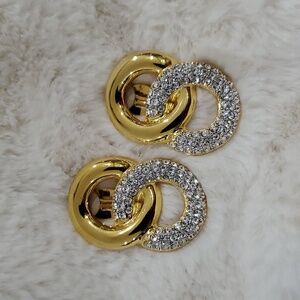 JOAN RIVERS CLASSIC CLIP ON EARRINGS SIGNED INTERLOCKING DOOR KNOCKER